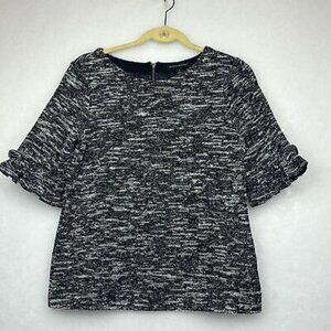 Banana Republic Short Sleeve Boucle Black and White Top XS